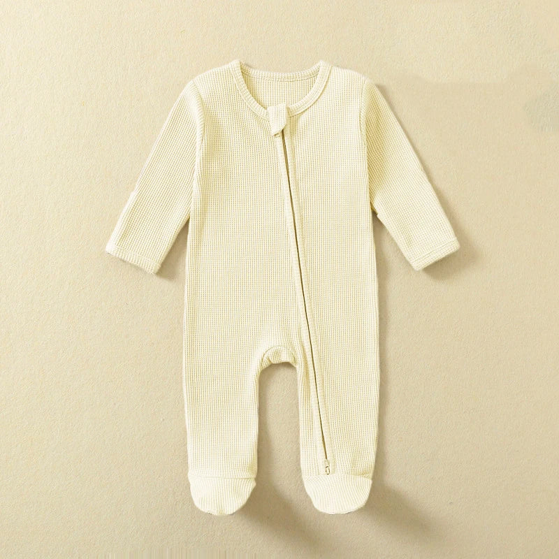 
                      
                        Cozy Organic Cotton Baby Rompers - 100% Waffle Cotton Zipper Footed Sleepsuit
                      
                    