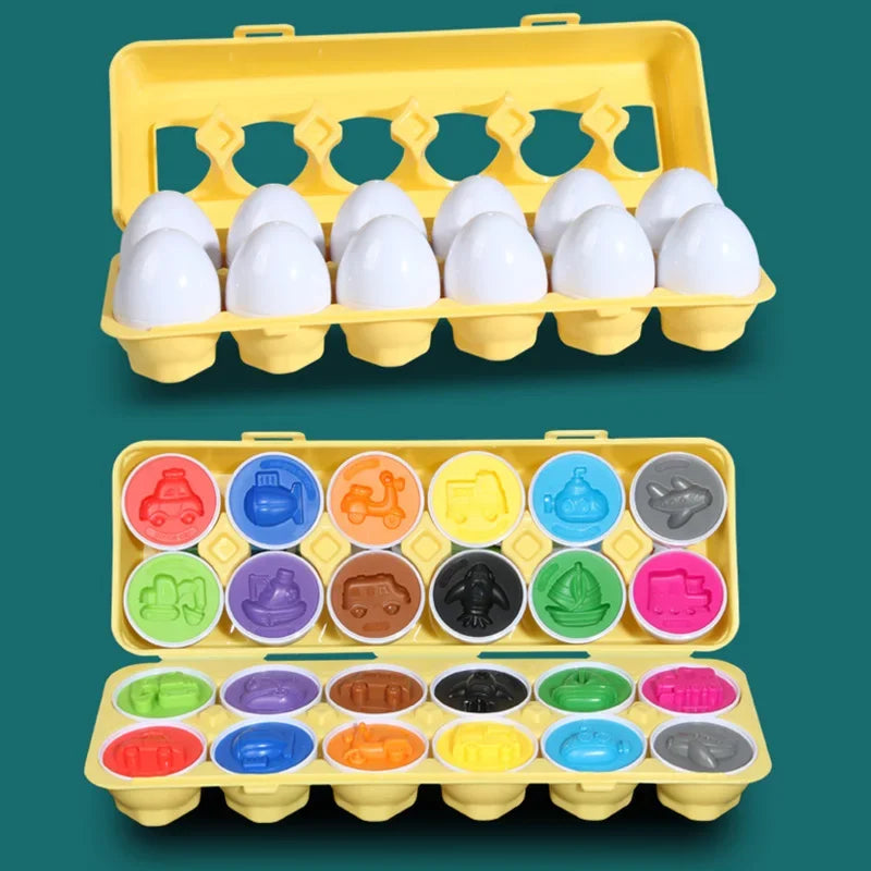 Matching Eggs Puzzle, Montessori Educational Toy for Early Learning and Shape Matching