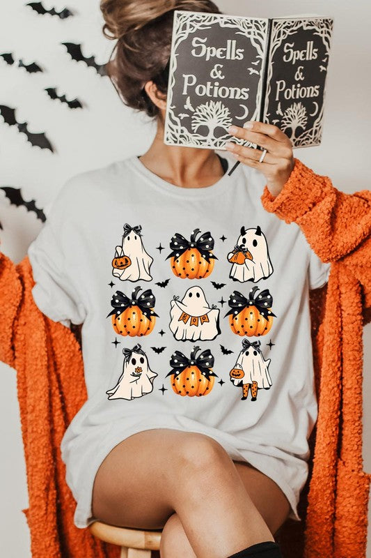 
                      
                        Cute Ghost Fall Pumpkin Halloween Graphic Tee
                      
                    