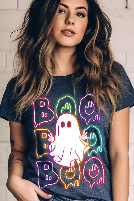 Boo Neon Halloween Ghost Graphic Tee