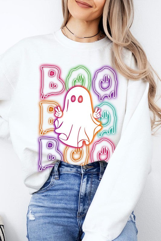 
                      
                        Boo Neon Halloween Ghost Graphic Sweatshirts
                      
                    