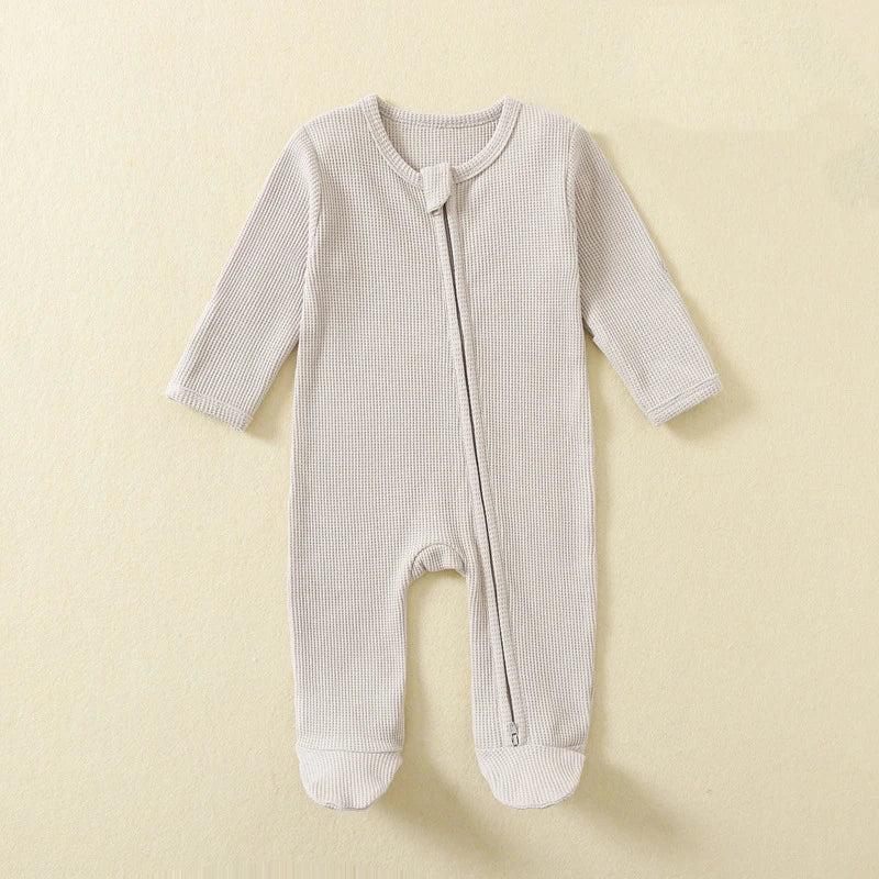 
                      
                        Cozy Organic Cotton Baby Rompers - 100% Waffle Cotton Zipper Footed Sleepsuit
                      
                    