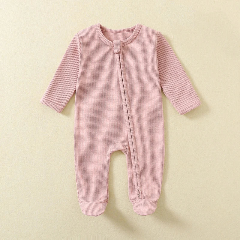 
                      
                        Cozy Organic Cotton Baby Rompers - 100% Waffle Cotton Zipper Footed Sleepsuit
                      
                    