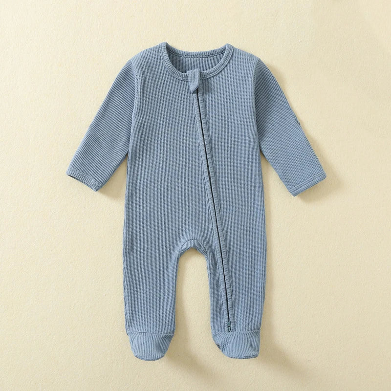 
                      
                        Cozy Organic Cotton Baby Rompers - 100% Waffle Cotton Zipper Footed Sleepsuit
                      
                    