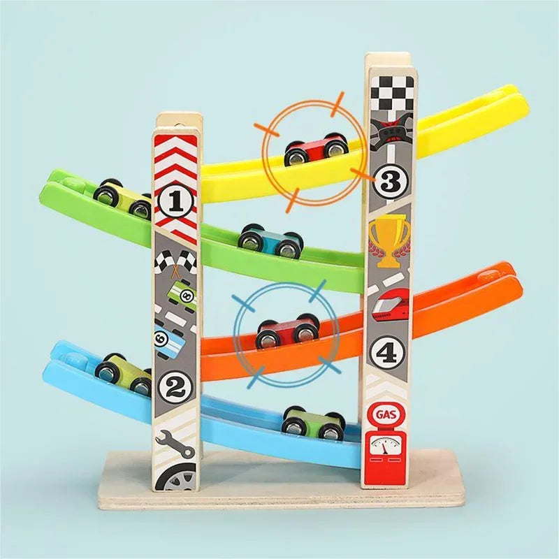 
                      
                        Exciting 4 or 7 Track Wooden Ramp Racing Car Set – Montessori Educational Toy for Toddlers
                      
                    